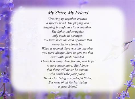 free printable sister poems