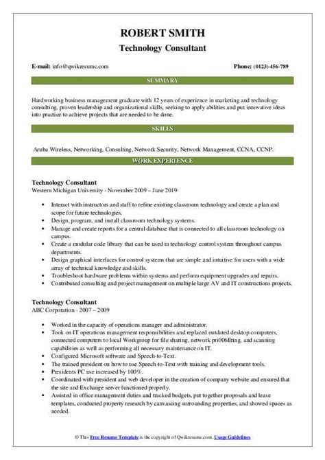 Information Technology Consultant Resume