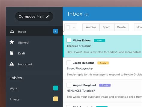 Inbox Ui By Dimple Bhavsar For Agile Infoways On Dribbble