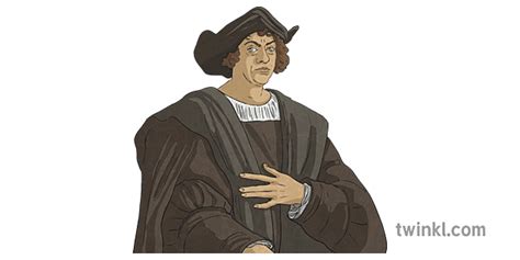 Christopher Columbus Portrait Explorer Navigator History Ks2 Illustration