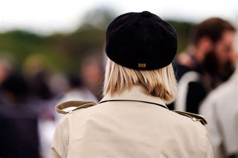 Paris France September 24 A Guest Wears A Dior Beret Hat Outside