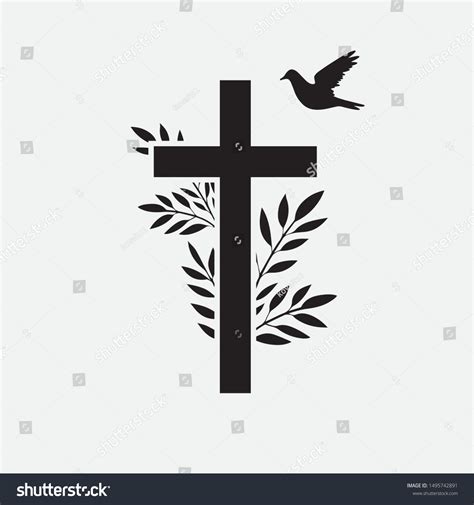 Cross Funeral Design Element Flower Bird Stock Vector Royalty Free