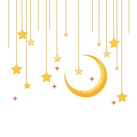 Hanging Moon Bright Yellow Scattered Stars Decoration Star Moon