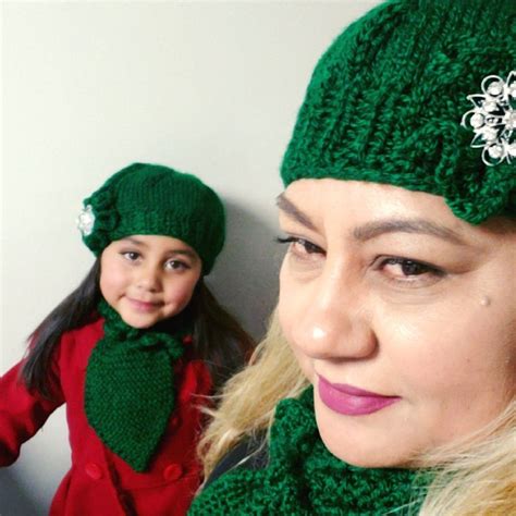 Duo Gorro Y Bufanda Mama E Hija Gorras Mamá E Hija Color Verde