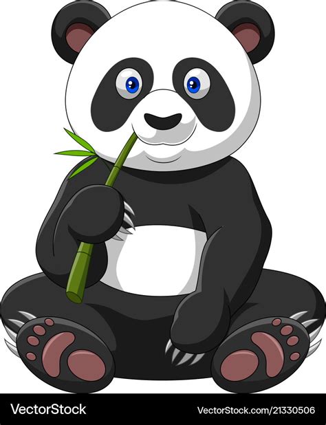 Cartoon Panda Eating Bamboo Royalty Free Vector Image