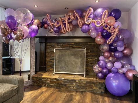 2 purple quartz latex 11 balloons 2 gold chrome latex 11 balloons 2 lavender latex. Happy Birthday Balloon Garland. Rose gold, lavender and ...