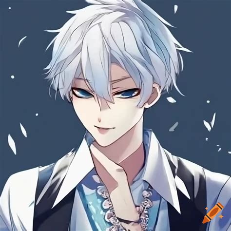 White Haired Anime Boy Named Rich On Craiyon