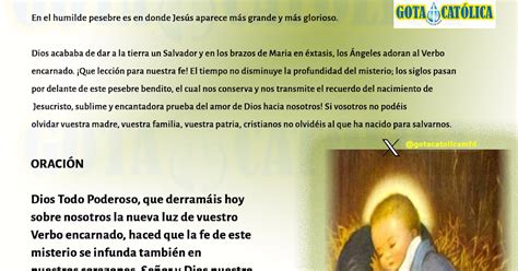 Gota Católica Gotas De Dios OraciÓn Al Nacimiento De JesÚs Niñojesus