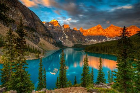 Download Forest Lake Mountain Tree Canada Nature Moraine Lake 4k Ultra