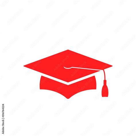Red Grad Cap Icon Clipart Image Isolated On White Background Stock