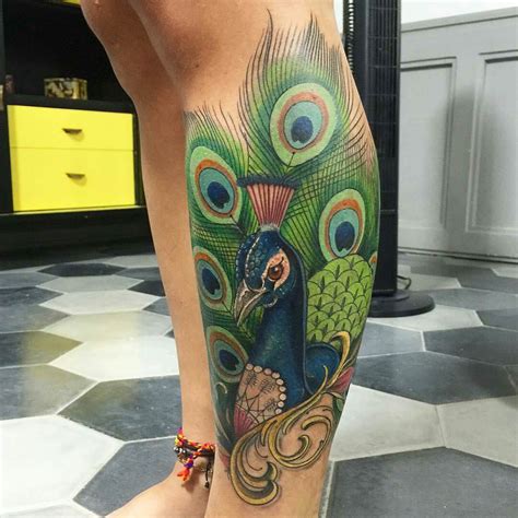 Colors can be added to a peacock tattoo design if it is on an apparent part of the body. Mytattooland.com: Peacock Tattoo ideas