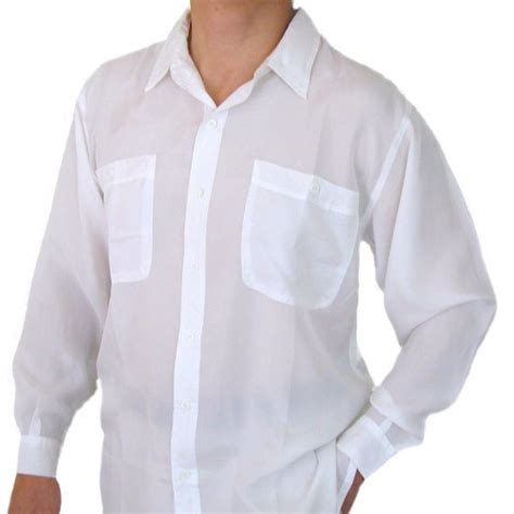 Mens White 100 Silk Shirt Large Item 205