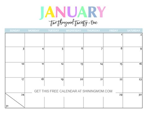 January 2021 Calendar Pretty 2022 Calendar