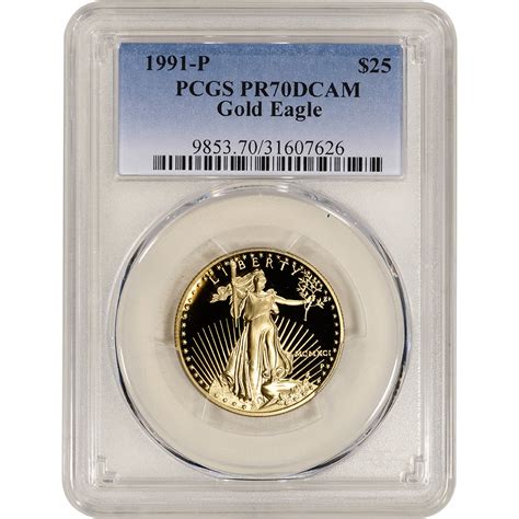 1991 P American Gold Eagle Proof 12 Oz 25 Pcgs Pr70 Dcam Ebay