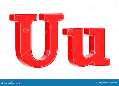 English Red Letter U With Serifs 3d Rendering Stock Illustration