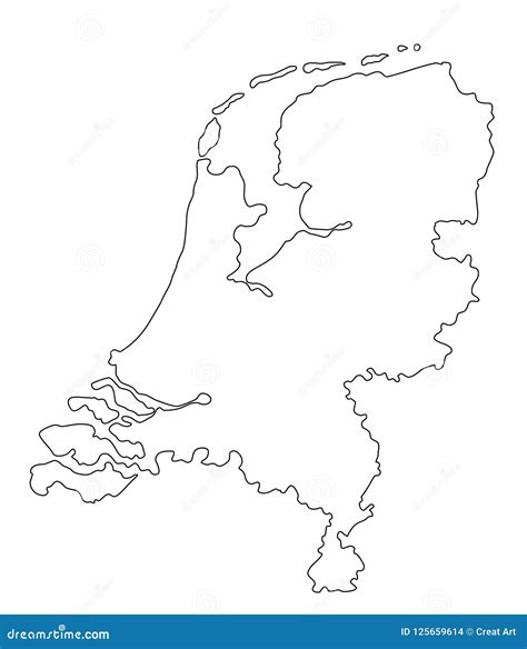 Netherlands Map Outline Vector Illustration Stock Vector Illustration Of Flag Black