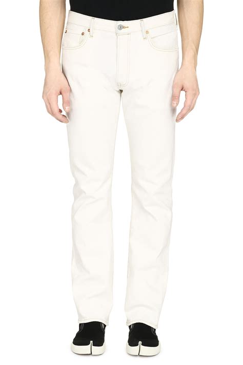 Levis Denim 501 Straight Leg Jeans In White For Men Lyst