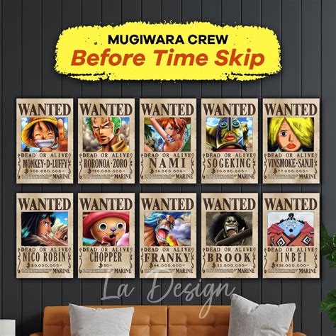 Jual Poster Bounty One Piece Wanted Set Mugiwara Crew Before Time Skip Crew Poster Dinding