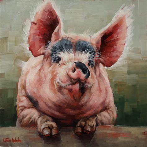 Friendly Pig Painting By Margaret Stockdale