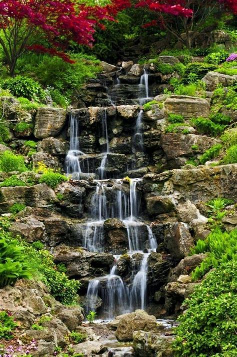 Фотообои Водопад Садовый водопад Водопады Идеи устройства заднего