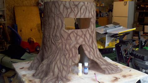 You can dig it up by hand, grind it, burn it, or use a chemical stump remover. Cement tree stump/ entertainment stand | Tree stump ...