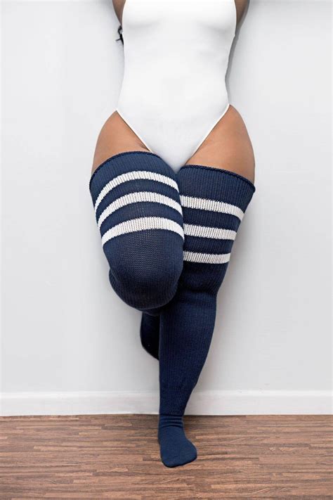 Over The Knee PLUS SIZE Thigh High Socks Faded Navy Etsy