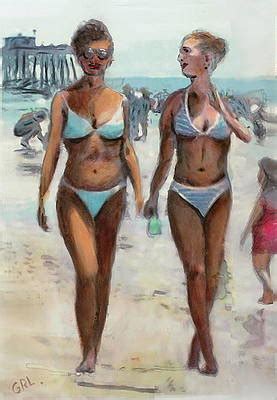 NC Beach Shore Sketch Women Walking The Shore By G Linsenmayer Nc Beaches Beach Scenes Beach