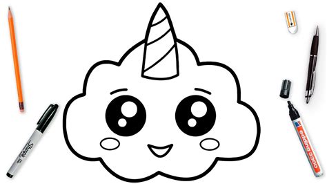 How To Draw A Cloud Easy Step By Step Cute Unicorn Cloud Drawing