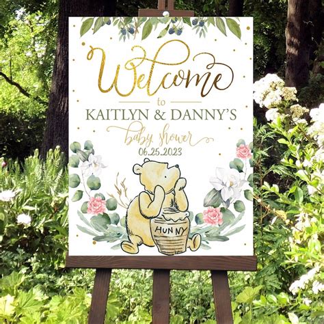 Winnie The Pooh Baby Girl Shower Welcome Sign Custom Welcome Sign