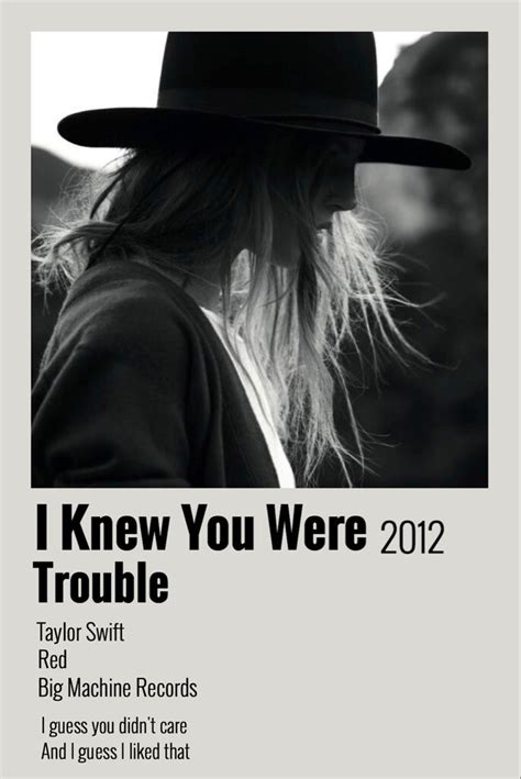 I Knew You Were Trouble Poster Taylor Swift Album Cover Taylor Swift