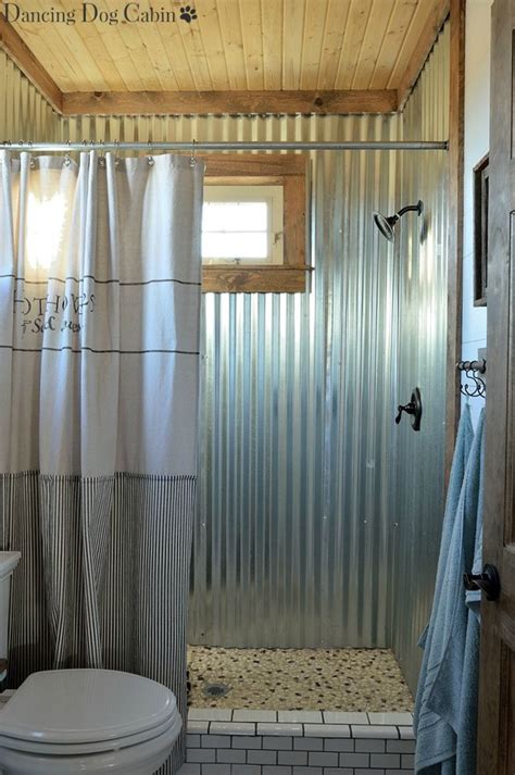 Corrugated Metal Shower Rustic Bathroom Remodel Outdoor Bathroom