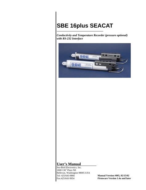 Pdf Sbe 16plus Seacat Communication Technology€¦ · Sbe 16plus