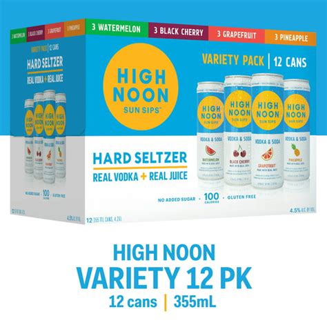 High Noon Vodka Hard Seltzer Variety 12 Pack 355ml Cans