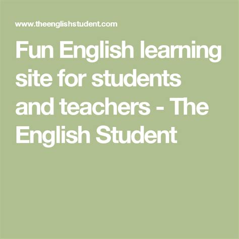 Fun English Learning Site For Students And Teachers The English