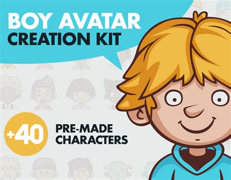 Cartoon Boy Avatar Creation Kit 40 Premade Characters On Behance