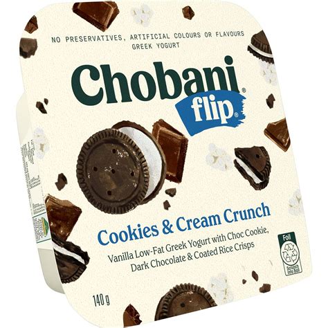calories in chobani flip cookies and cream crunch calorie counter australia