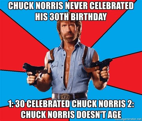 Chuck Norris Never Celebrated His 30th Birthday 1 30 Celebrated Chuck Norris 2 Chuck Norris
