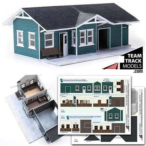 Paper Model Railroad Depot In 7 Colors And Most Popular Scales