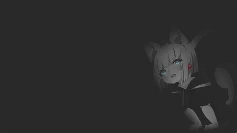 Anime Rifqiaji Dark Background Monochrome Anime Girls Manga Neko