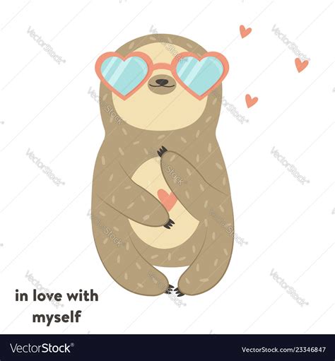 With Cute Sloth In Glasses Royalty Free Vector Image