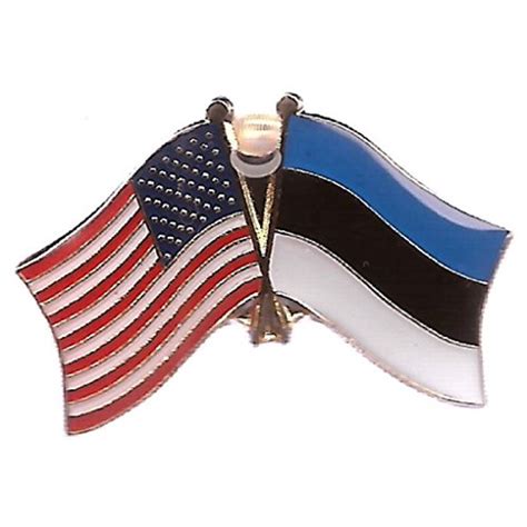 Pack Of 50 Estonia And Us Crossed Double Flag Lapel Pins Estonian