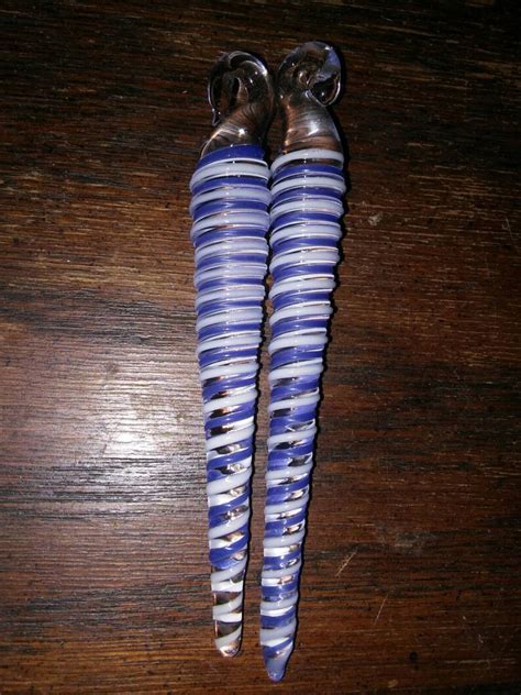 Icicle Christmas Ornament Hand Blown Glass Purple And White Etsy