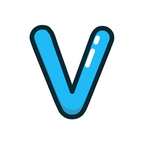 Blue Letter Lowercase V Icon Free Download