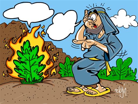 Moses And The Burning Bush Cartoon And Coloring Page Bible Story Crafts