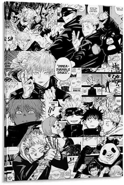 Jujutsu Kaisen Poster Pop Manga Black And White Canvas
