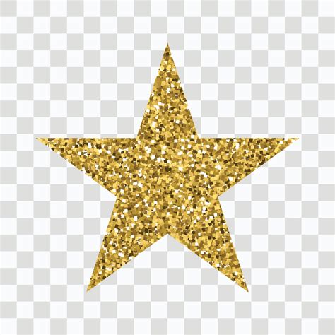 Gold Glitter Vector Icon Of Star Isolated On Transparent Background