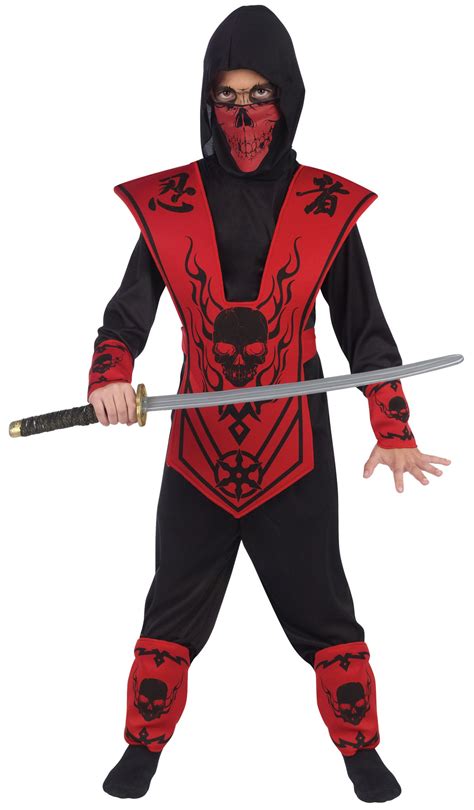 Skull Lord Ninja Boys Fancy Dress Halloween Samuari Assassin Kids