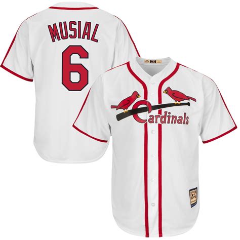 Majestic Stan Musial St Louis Cardinals White Cool Base Cooperstown