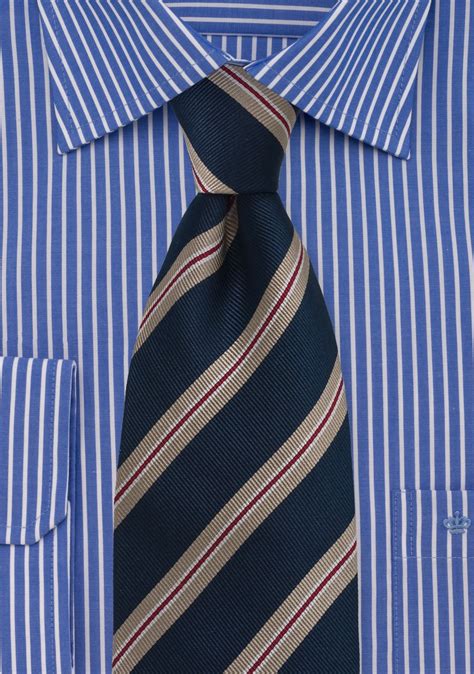British Stripe Tie In Midnight Blue Cheap