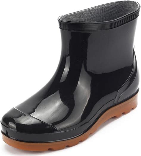 Jellyea Men Rubber Wellington Boots Ankle Snow Rain Wellies